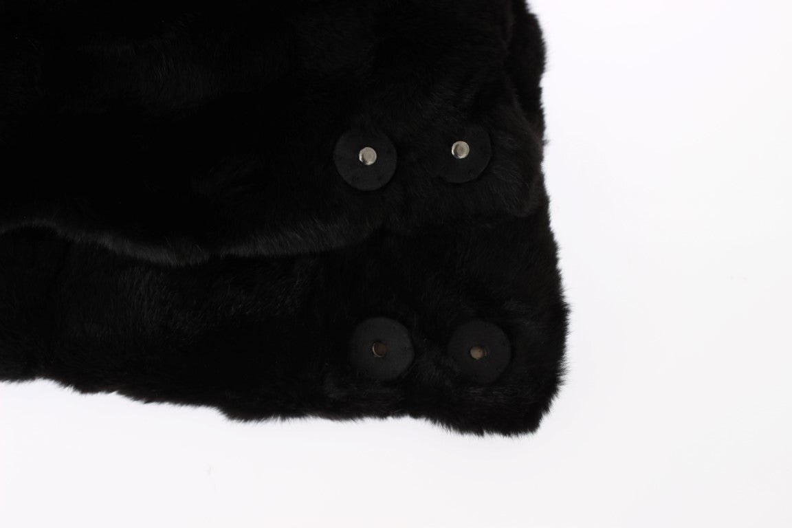 Gorro bufanda de ganchillo de piel de visón negra Dolce & Gabbana