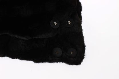 Gorro bufanda de ganchillo de piel de visón negra Dolce & Gabbana
