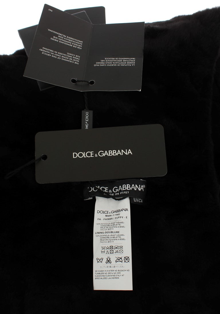 Gorro bufanda de ganchillo de piel de visón negra Dolce & Gabbana