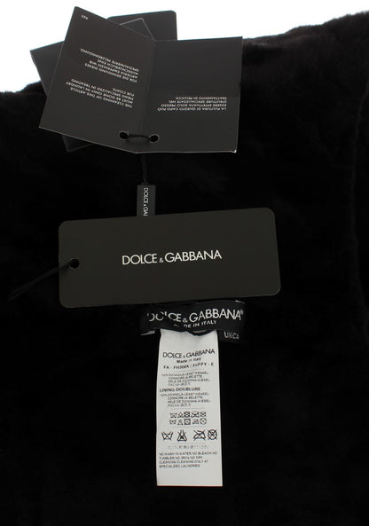 Gorro bufanda de ganchillo de piel de visón negra Dolce & Gabbana
