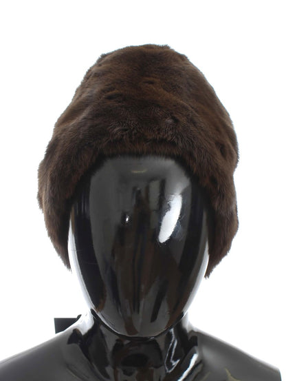 Gorro de cachemir para mujer Dolce & Gabbana de piel de visón marrón