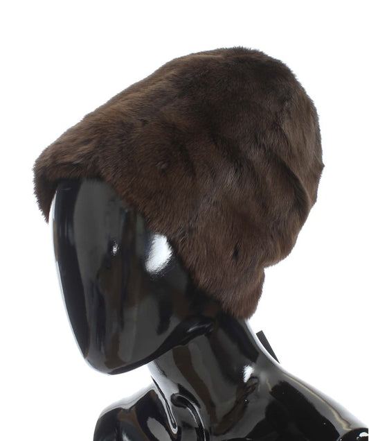 Gorro de cachemir para mujer Dolce & Gabbana de piel de visón marrón