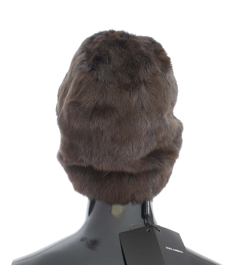 Gorro de cachemir para mujer Dolce & Gabbana de piel de visón marrón