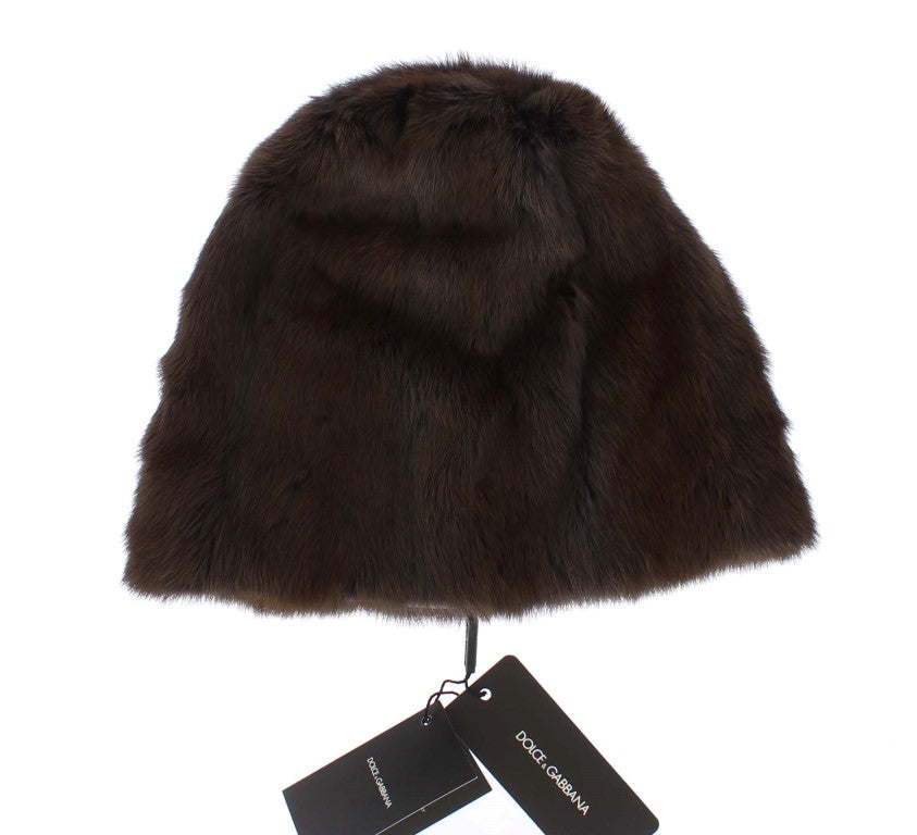 Gorro de cachemir para mujer Dolce & Gabbana de piel de visón marrón