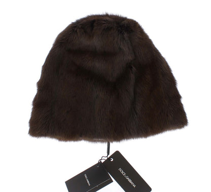 Gorro de cachemir para mujer Dolce & Gabbana de piel de visón marrón