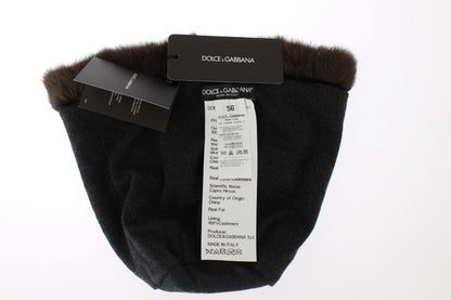 Gorro de cachemir para mujer Dolce & Gabbana de piel de visón marrón