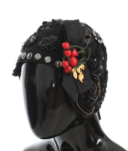 Dolce & Gabbana Broche de Cerezas Negras de Cristal y Oro para Sombrero