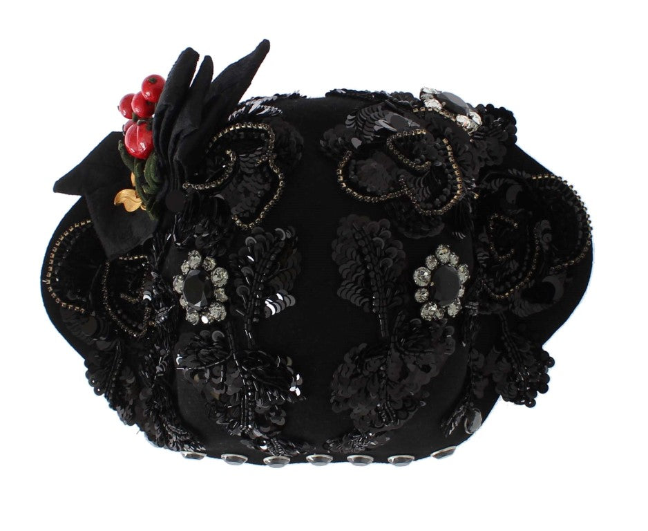 Dolce & Gabbana Broche de Cerezas Negras de Cristal y Oro para Sombrero