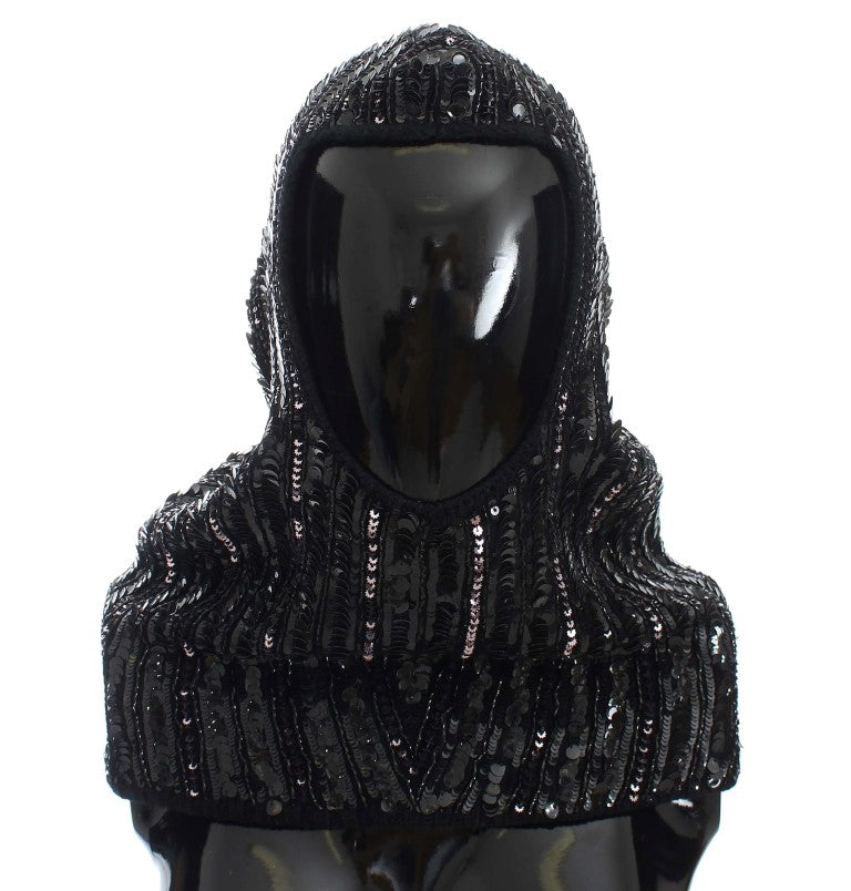 Gorro bufanda de punto negro con lentejuelas de Dolce & Gabbana