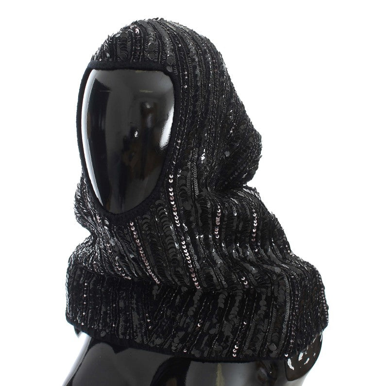 Gorro bufanda de punto negro con lentejuelas de Dolce & Gabbana