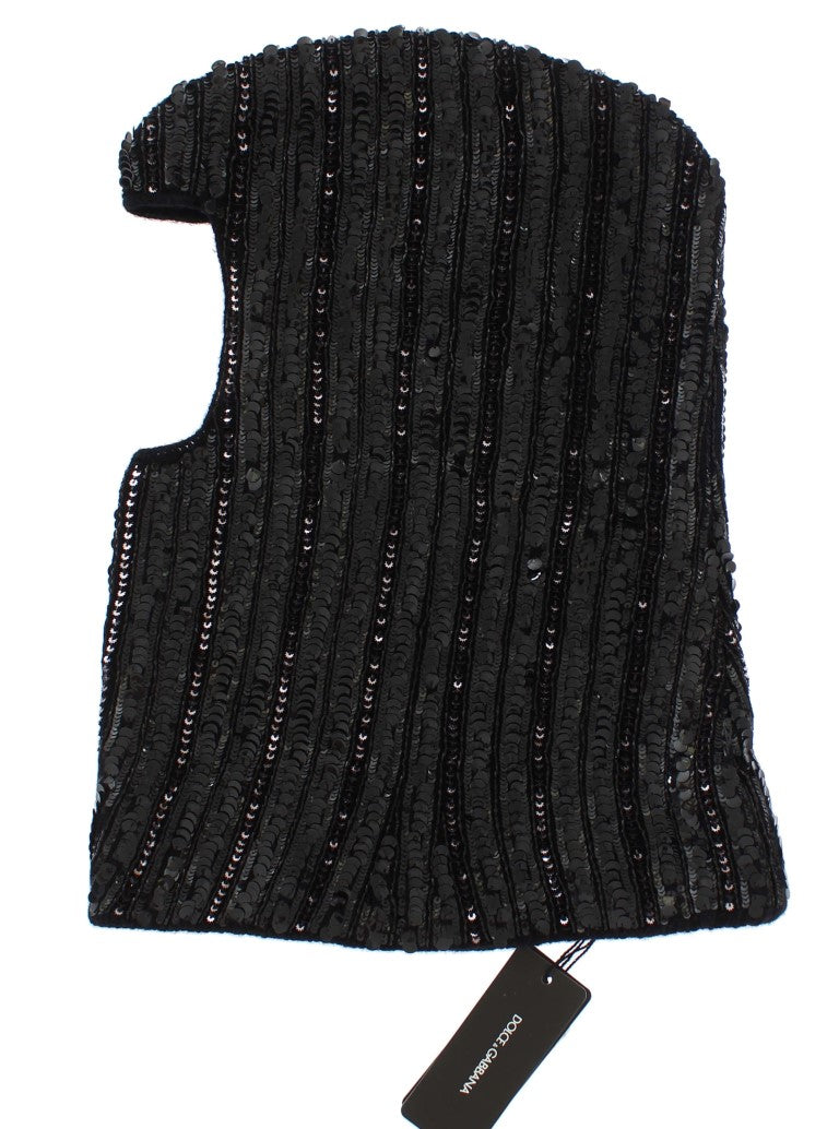 Gorro bufanda de punto negro con lentejuelas de Dolce & Gabbana