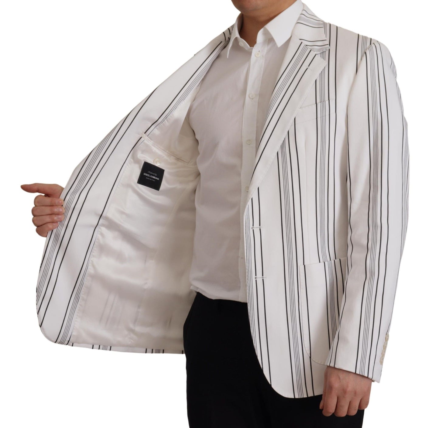 Blazer cruzado de algodón con rayas blancas de Dolce & Gabbana