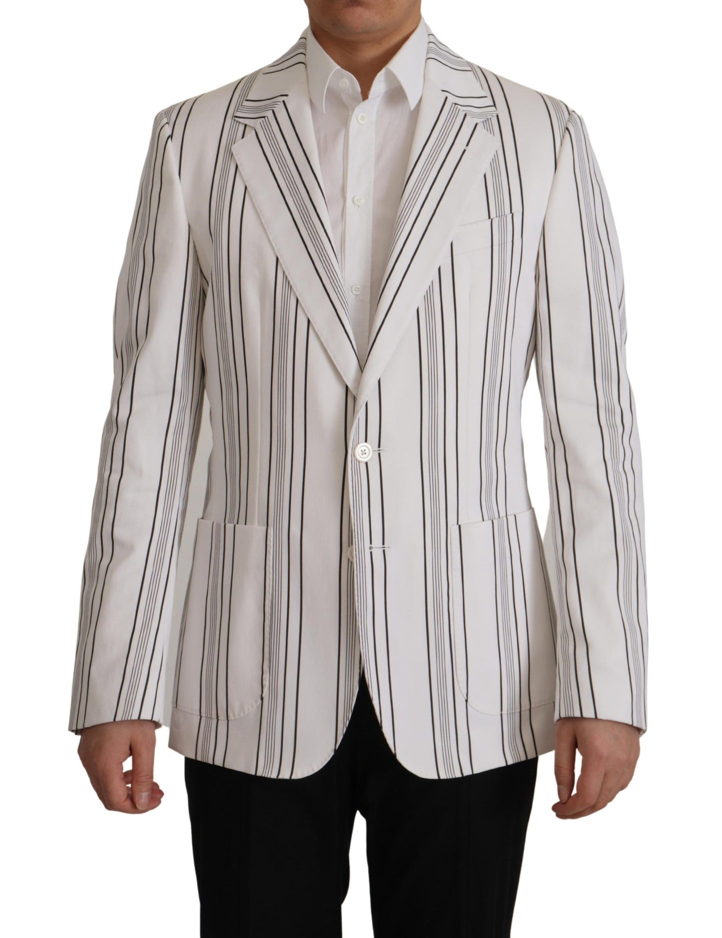 Blazer cruzado de algodón con rayas blancas de Dolce & Gabbana