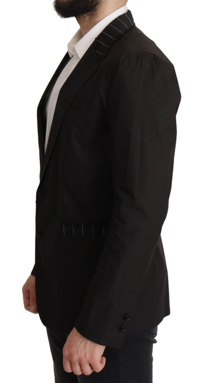 Chaqueta Blazer de Algodón Negro Cruzado de Dolce & Gabbana