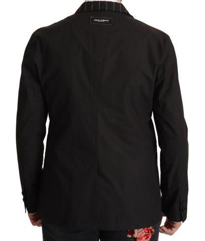 Chaqueta Blazer de Algodón Negro Cruzado de Dolce & Gabbana