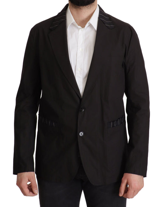 Chaqueta Blazer de Algodón Negro Cruzado de Dolce & Gabbana