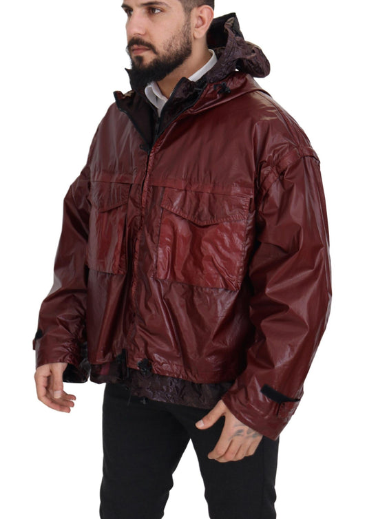 Chaqueta Dolce & Gabbana de algodón burdeos con capucha y cremallera completa