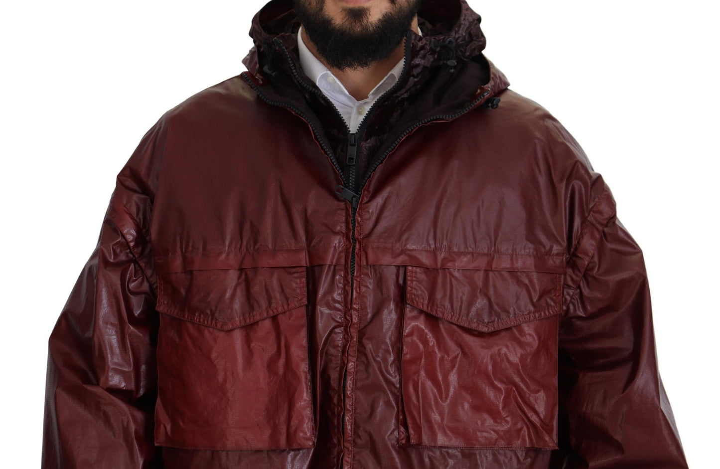 Chaqueta Dolce & Gabbana de algodón burdeos con capucha y cremallera completa