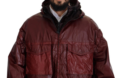 Chaqueta Dolce & Gabbana de algodón burdeos con capucha y cremallera completa