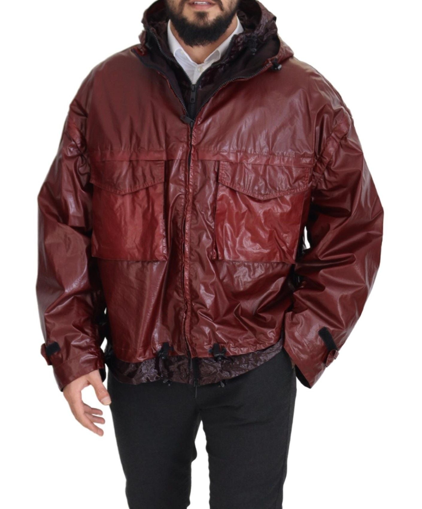 Chaqueta Dolce & Gabbana de algodón burdeos con capucha y cremallera completa