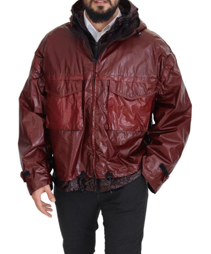 Chaqueta Dolce & Gabbana de algodón burdeos con capucha y cremallera completa