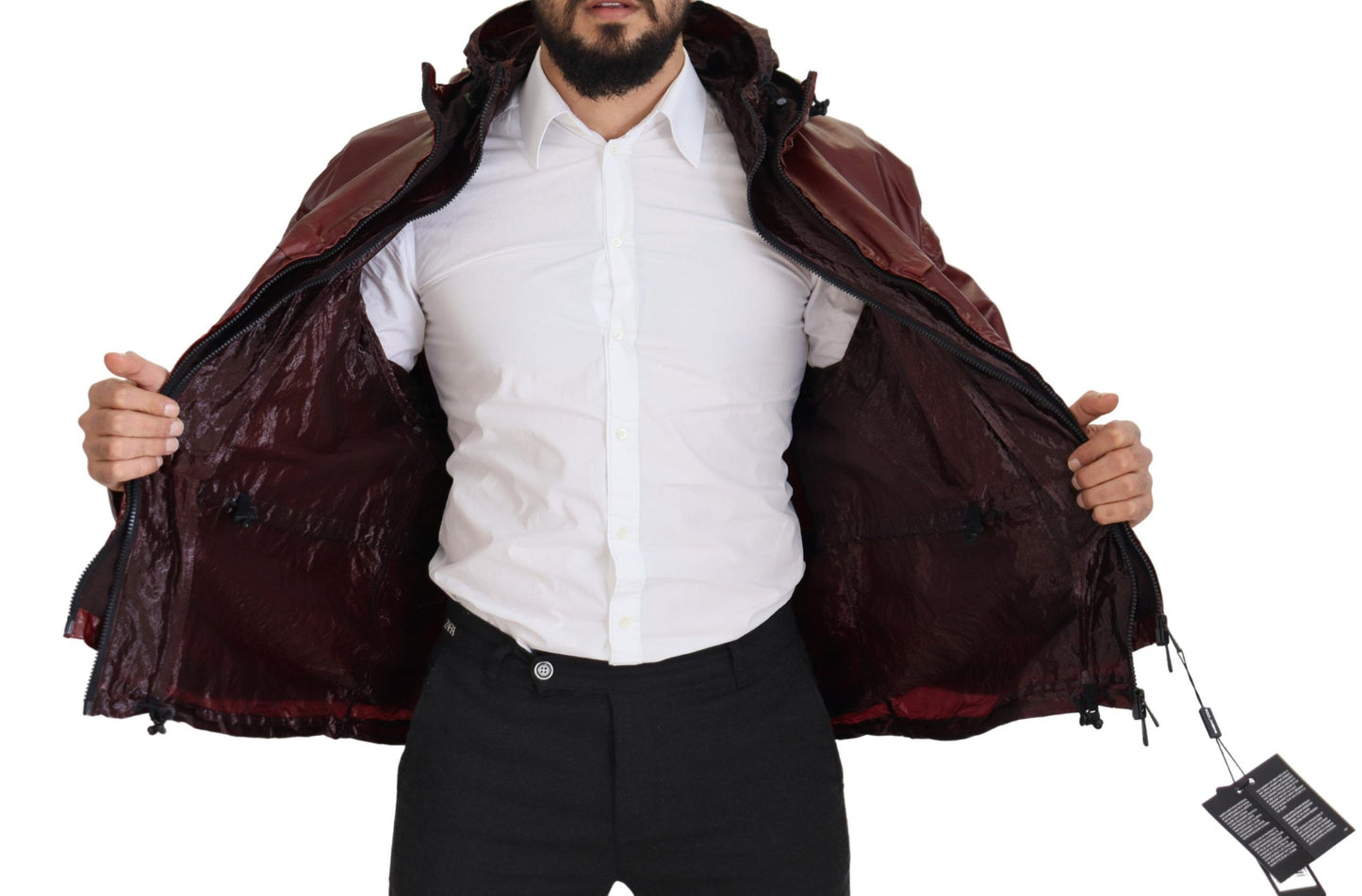 Chaqueta Dolce & Gabbana de algodón burdeos con capucha y cremallera completa
