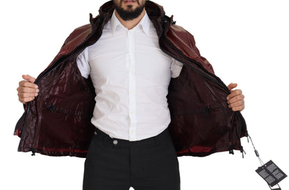 Chaqueta Dolce & Gabbana de algodón burdeos con capucha y cremallera completa