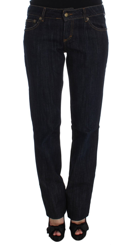 Jeans elásticos Cavalli de corte recto de algodón azul