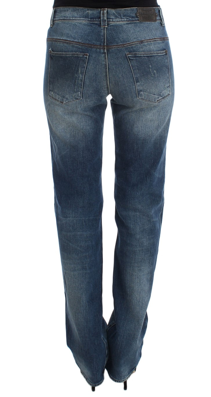 Ermanno Scervino Jeans Ajustados de Mezcla de Algodón Lavado Azul