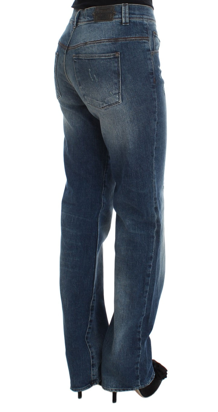Ermanno Scervino Jeans Ajustados de Mezcla de Algodón Lavado Azul