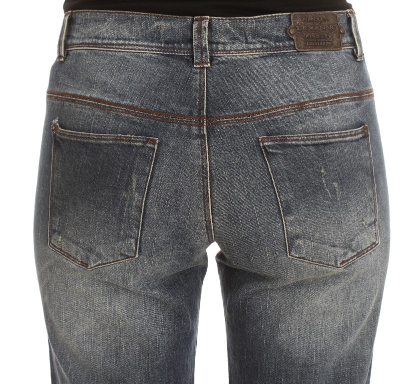 Ermanno Scervino Jeans Ajustados de Mezcla de Algodón Lavado Azul
