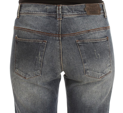 Ermanno Scervino Jeans Ajustados de Mezcla de Algodón Lavado Azul