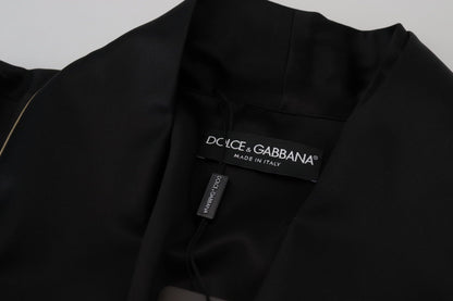Dolce & Gabbana Negro 100% Seda Bata Abrigo Envolvente Chaqueta