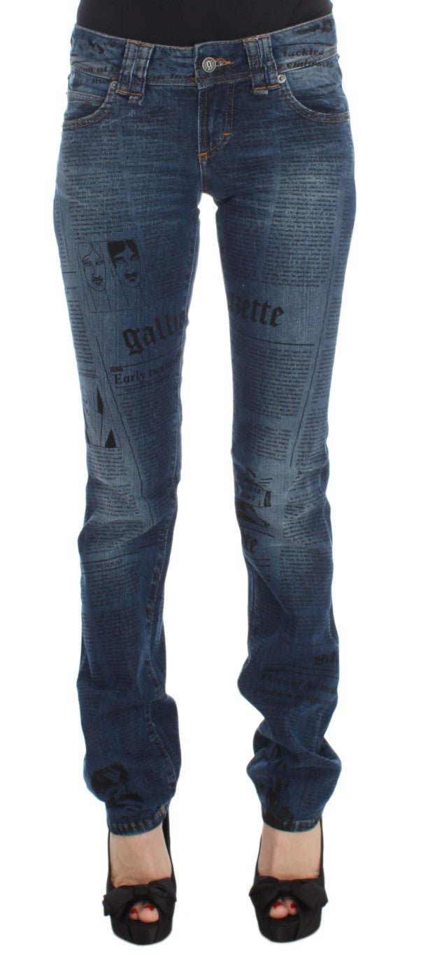 John Galliano Jeans Bootcut de Corte Ajustado de Mezcla de Algodón Azul Lavado