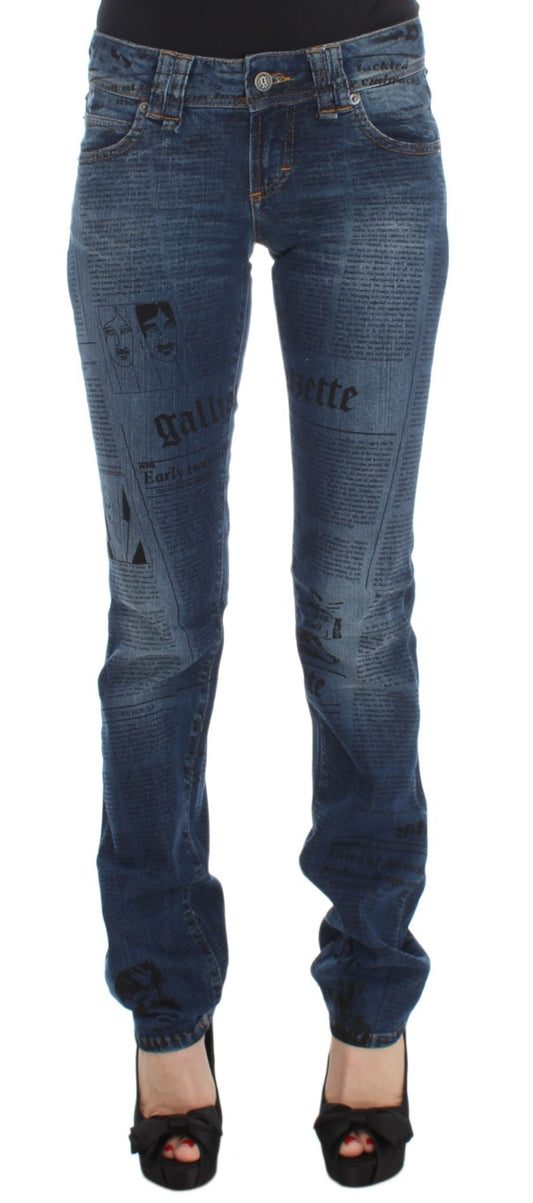 John Galliano Jeans Bootcut de Corte Ajustado de Mezcla de Algodón Azul Lavado