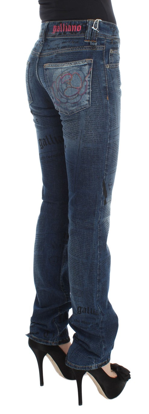 John Galliano Jeans Bootcut de Corte Ajustado de Mezcla de Algodón Azul Lavado
