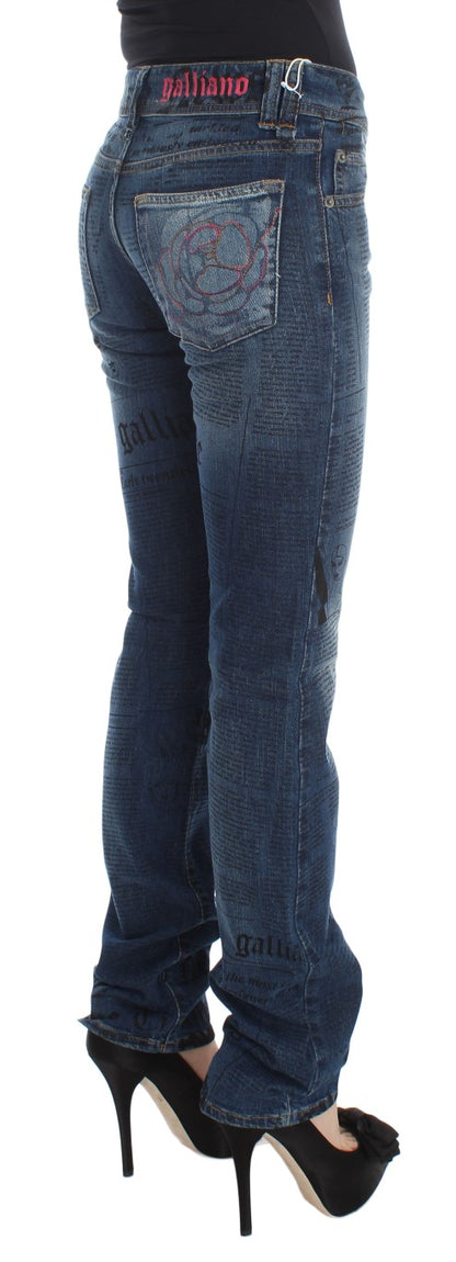 John Galliano Jeans Bootcut de Corte Ajustado de Mezcla de Algodón Azul Lavado