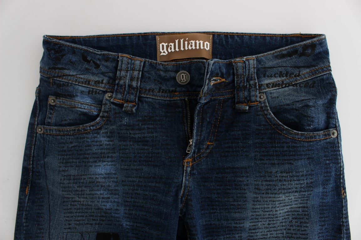 John Galliano Jeans Bootcut de Corte Ajustado de Mezcla de Algodón Azul Lavado