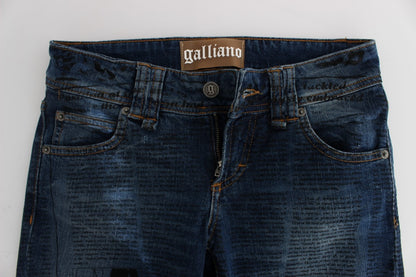 John Galliano Jeans Bootcut de Corte Ajustado de Mezcla de Algodón Azul Lavado