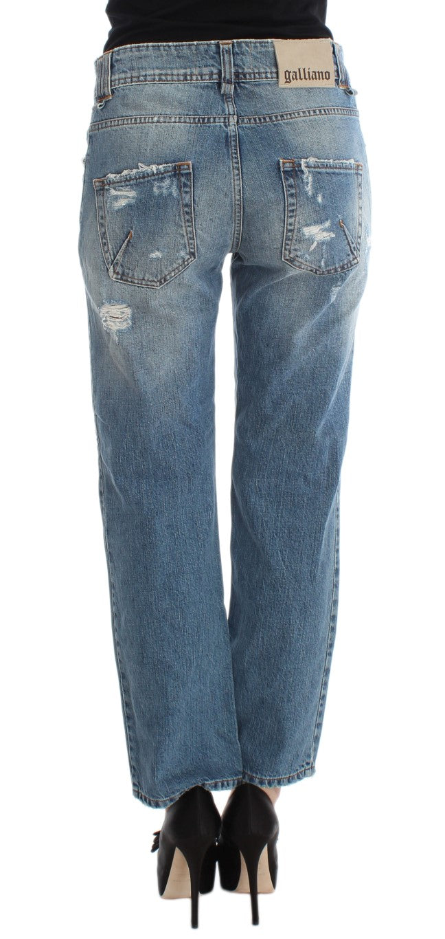 Vaqueros cropped John Galliano azules, efecto lavado, corte holgado
