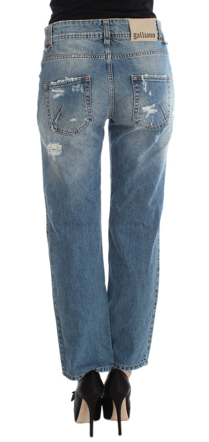 Vaqueros cropped John Galliano azules, efecto lavado, corte holgado
