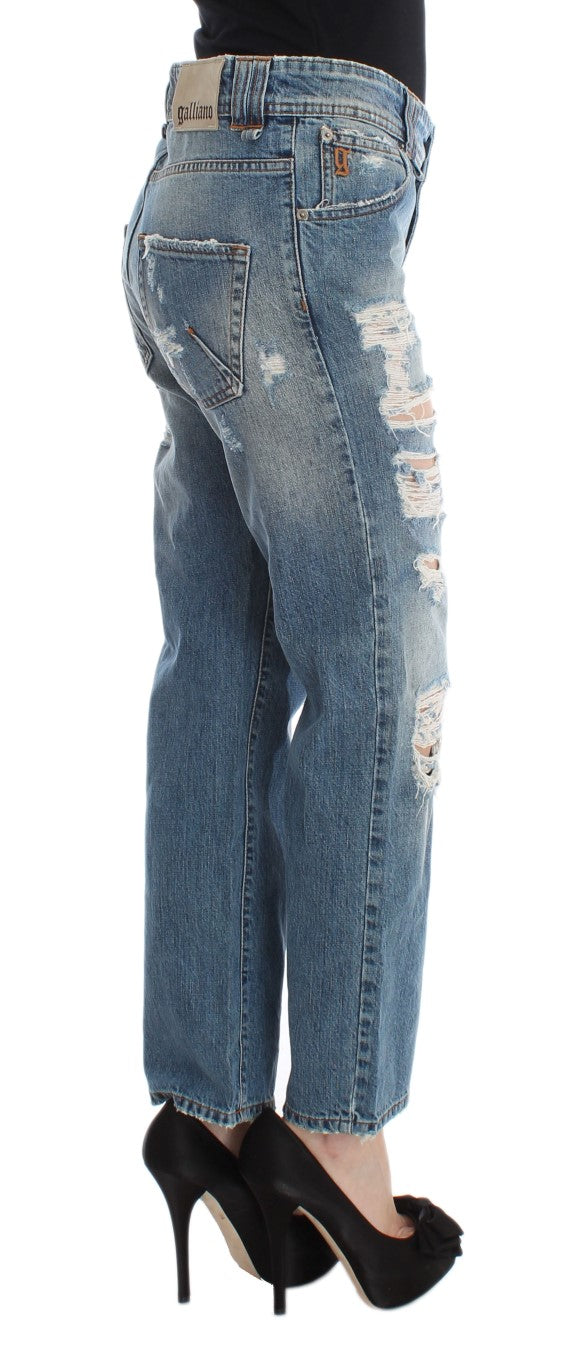Vaqueros cropped John Galliano azules, efecto lavado, corte holgado