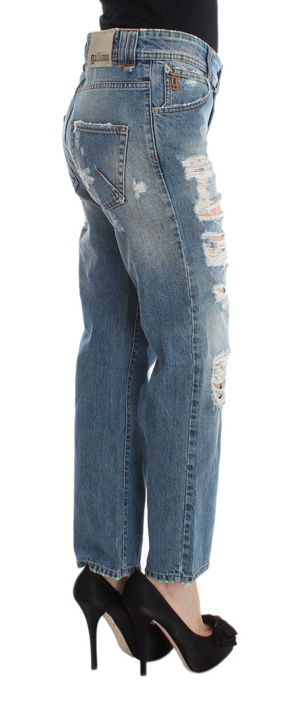 Vaqueros cropped John Galliano azules, efecto lavado, corte holgado