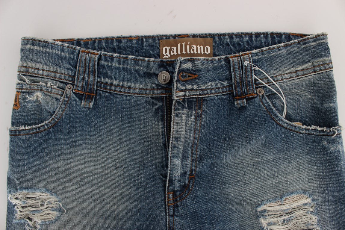 Vaqueros cropped John Galliano azules, efecto lavado, corte holgado