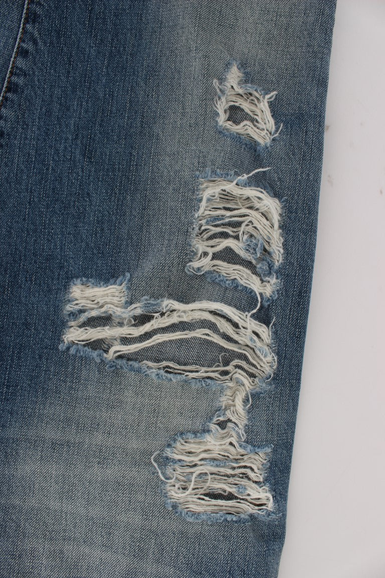 Vaqueros cropped John Galliano azules, efecto lavado, corte holgado