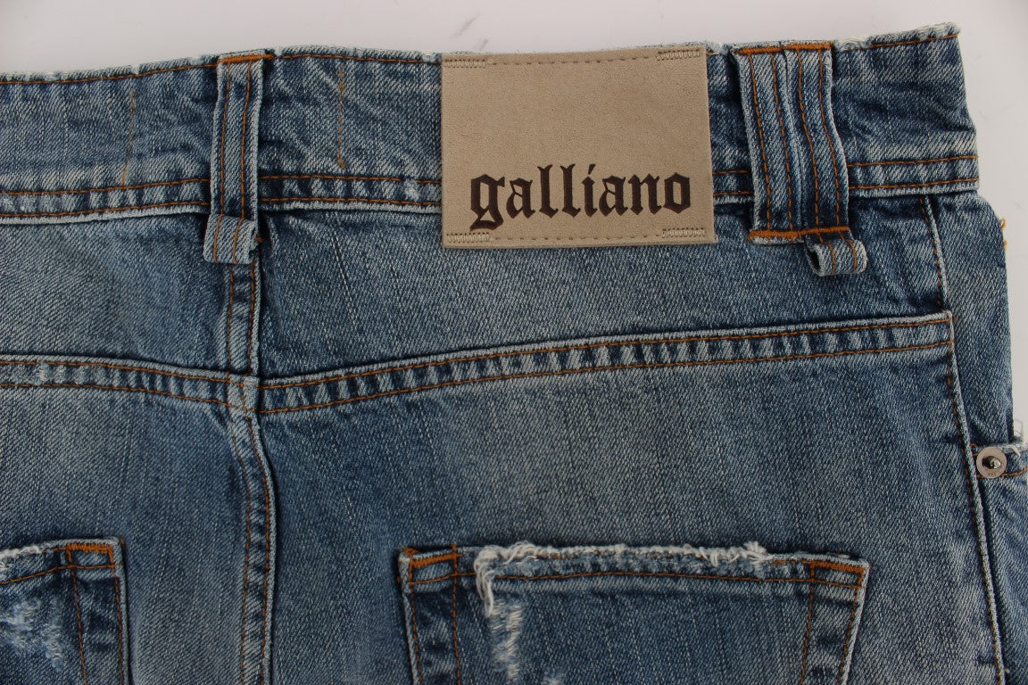 Vaqueros cropped John Galliano azules, efecto lavado, corte holgado