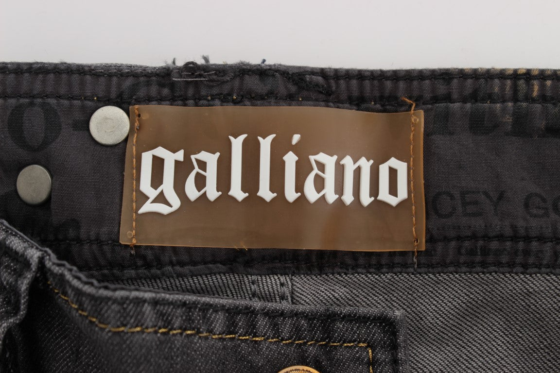 John Galliano Vaqueros pitillo elásticos de mezcla de algodón lavados en gris