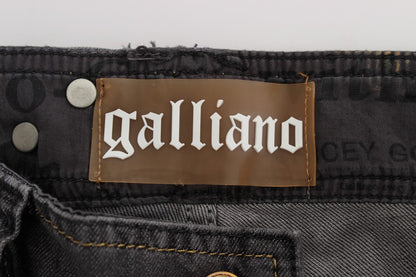 John Galliano Vaqueros pitillo elásticos de mezcla de algodón lavados en gris