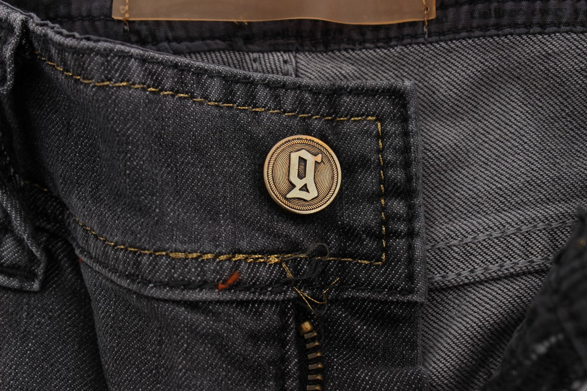John Galliano Vaqueros pitillo elásticos de mezcla de algodón lavados en gris
