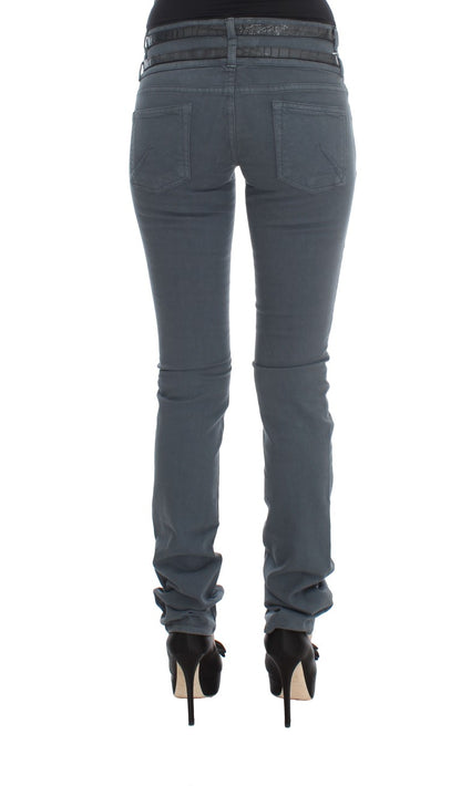 John Galliano Blue Cotton Blend Slim Fit High Waist Jeans